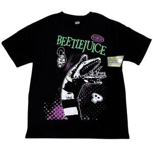 Beetlejuice Men's Black Sandworm Never Trust The Living Graphic T-Shirt L NEW